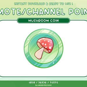 Pontos de canal de moeda de cogumelo / Emote / Sub Bit Badge para Twitch Stream Discord Role - Fruit Cottagecore Theme Celestial Sparkle Custom Frog
