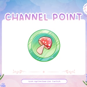 Mushroom Coin Channel Points / Emote / Sub Bit Badge for Twitch Stream Discord Role - Fruit Cottagecore Theme Celestial Sparkle Custom Frog