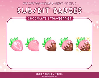 Twitch-subbadges chocolade aardbei (roze) | Bitbadges, kanaalpuntpictogrammen voor Discord en YouTube