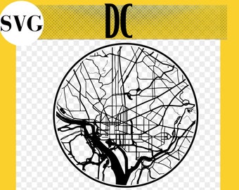 Washington DC City Map svg File, District of Columbia Gift, DC Coaster, DC Ornament, Glowforge svg File, City Map svg, Maps, Laser Cut Maps