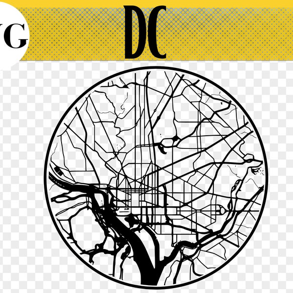 Washington DC City Map svg File, District of Columbia Gift, DC Coaster, DC Ornament, Glowforge svg File, City Map svg, Maps, Laser Cut Maps