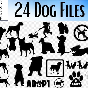 24 Dog Files, Digital Downloads, SVG, dxf, png, eps files included, Cricut Projects, Silhouette Files, SVG Files, Cut Files, Puppy Files