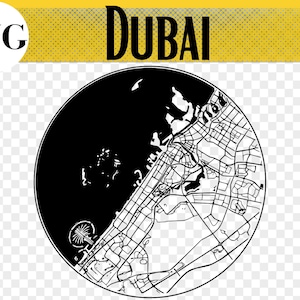 Dubai Stadt Karte, SVG Datei, Dubai Geschenk, Dubai Coaster, Dubai UAE, Ornament, Glowforge svg, Stadt Karte Dateien, Stadt Karte svg Dateien, Karte SVG