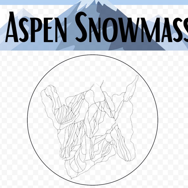 Aspen Snowmass Ski Resort Map, SVG File, Aspen Snowmass CO, Glowforge, Lazer Cut Gift, Lazer Cutting, SVG file, Skiing svg, Snowboard svg