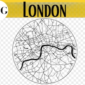 London City Map, SVG File, London Gift, London Coaster, Londen UK, Ornament, Glowforge svg, Stadsplattegrond, Stadskaart svg Files, Kaart SVG Cut Files