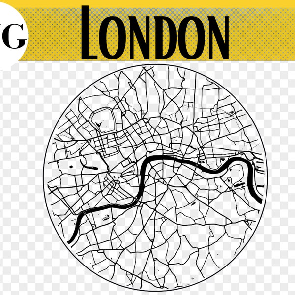 London City Map, SVG File, London Gift, London Coaster, London UK, Ornament, Glowforge svg, City Maps, City Map svg Files, Map SVG Cut Files