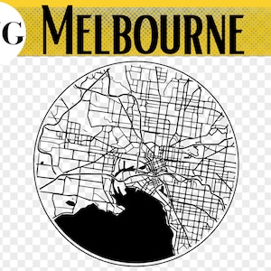Melbourne City Map, SVG File, Melbourne Gift, Melbourne Coaster, Australië, Stadskaart svg, Stadskaart SVG Files, Kaart SVG Files, Laser Cut Maps