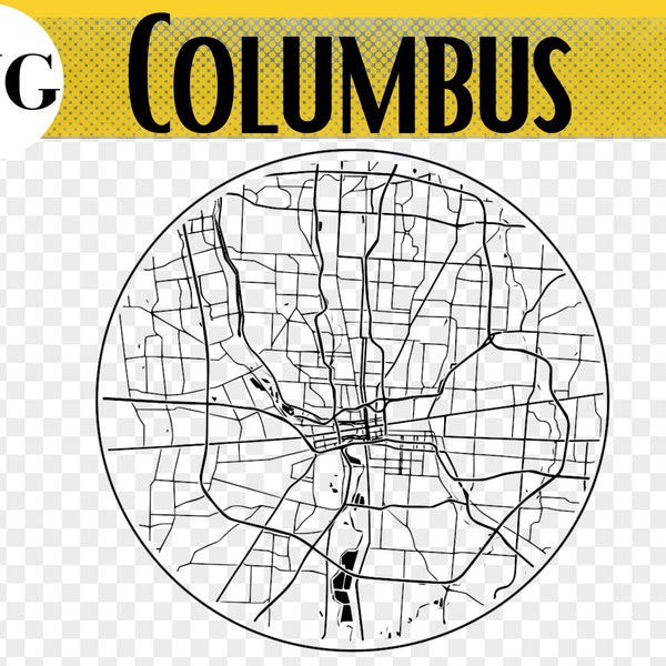 Columbus City Map, Columbus Ohio, Columbus Gift, Columbus Coaster, Glowforge Files, Glowforge svg files, Laser Engraved Maps, Map svg Files