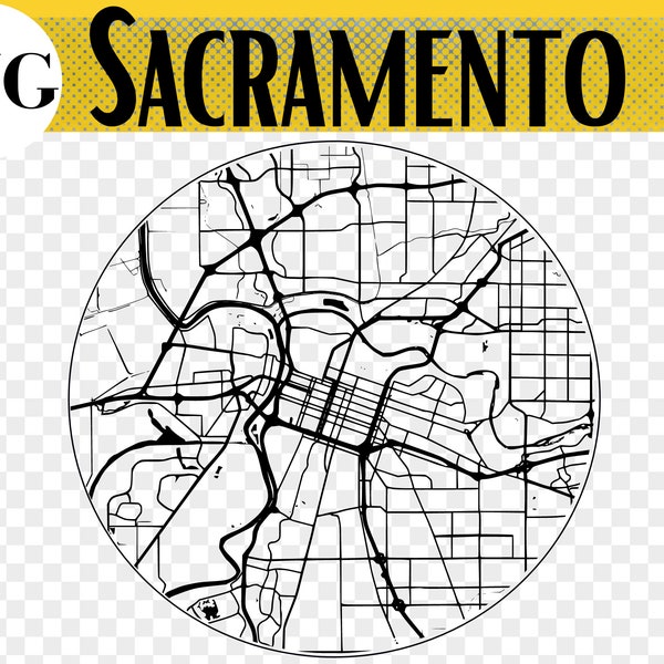 Sacramento City Map, SVG File, Sacramento Gift, Sacramento Coaster, Ornament, Glowforge File, Laser Engraved, Laser Cut Gifts, California