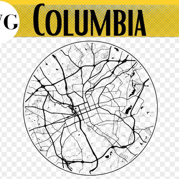 Columbia City Map SVG, Columbia South Carolina, Columbia SVG File, Laser Engraved Gifts, Laser Cut Files, Glowforge, Glowforge svg file