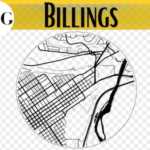Billings Montana Map svg File, Billings Gifts, Billings Coaster, Billings Ornament, Glowforge, Laser Cut Coaster, Laser Cut Ornament, Gifts