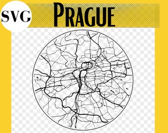 Prague Map SVG, Prague Czech Republic, Prague SVG File, Prague Gifts, Laser Engraved Gifts, Laser Cut Files, Glowforge, Glowforge svg file