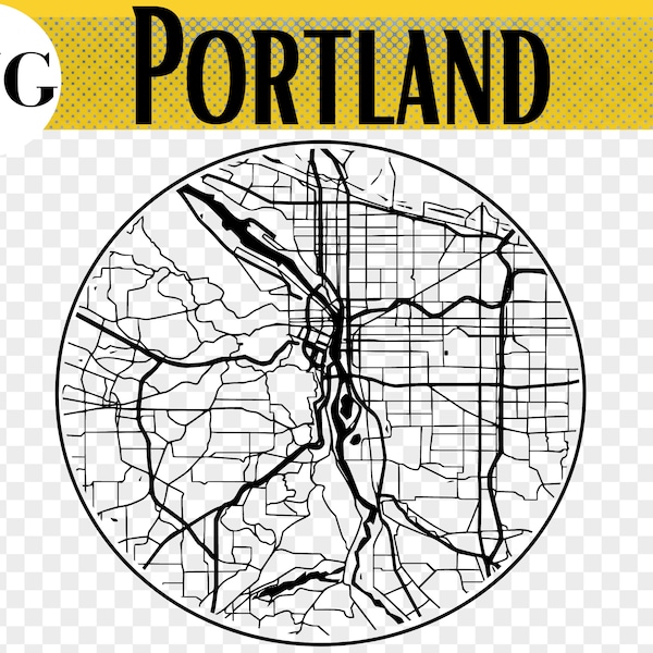 Portland Oregon City Map, SVG File, Portland Gift, Portland Coaster, Ornament, Glowforge svg, Laser Cut Coaster, Laser Cut Files, Glowforge