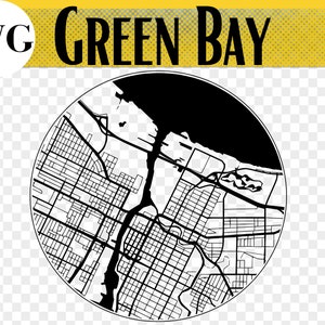 Green Bay Mappa file in formato SVG, Regalo Green Bay, Green Bay Michigan, Green Bay Coaster, Green Bay Ornament, File SVG Glowforge, Sottobicchiere tagliato al laser
