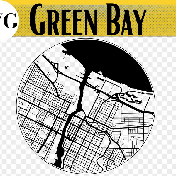 Green Bay Map svg File, Green Bay Gift, Green Bay Michigan, Green Bay Coaster, Green Bay Ornament, Glowforge SVG File, Laser Cut Coaster