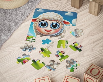 Adorable puzzle pour enfants, 30 pièces avec motif mouton, jeu d'apprentissage amusant, idéal pour les tout-petits, cadeau éducatif pour anniversaires, décoration de salle de jeux