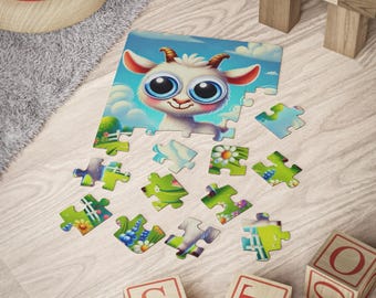 Joli puzzle de chèvre pour enfants, puzzle ludique de 30 pièces, activité d'apprentissage amusante, jouet sur le thème des animaux de la ferme, cadeaux pour tout-petits