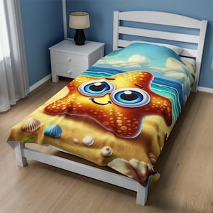 Googly Eyes Starfish Velveteen Plush Blanket