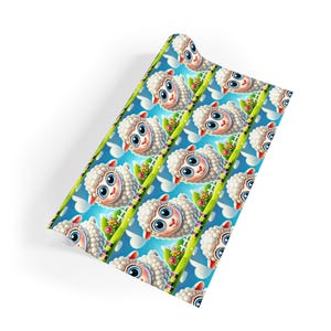 Uroczy papier do pakowania prezentów z owcą, kolorowe opakowanie urodzinowe, zabawne opakowanie świąteczne, imprezy dla dzieci, dekoracje na baby shower, motyw farmy