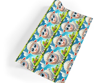 Lindo rollo de papel para envolver regalos de ovejas, papel para envolver regalos de cumpleaños colorido, embalaje divertido para fiestas, fiestas infantiles, decoración para baby shower, tema de granja