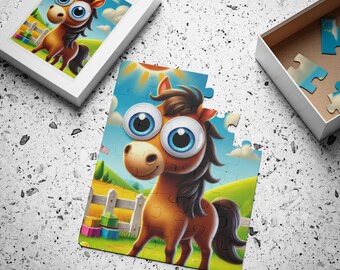 Grappig paard 30-delige kinderpuzzel | Leuk boerderijdierspeelgoed, boeiende gezinsactiviteit, perfect cadeau voor verjaardagen of feestdagen, educatief