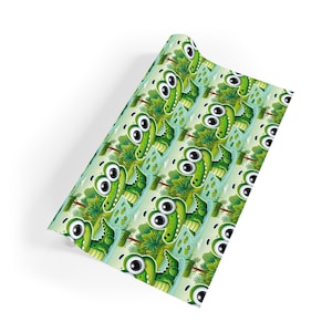 Whimsical Alligator Gift Wrapping Paper Roll, Fun Eco-Friendly Wrapping, Kids Birthday, Baby Shower, Holiday Gifts, Unique Party Decor
