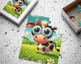 Leuke koeienpuzzel voor kinderen, leuke activiteit van 30 stukjes, perfect voor verjaardagen, familietijd, educatief speelgoed, peuterspel