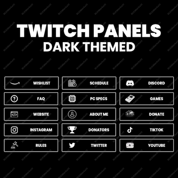 15 Simplistic Black And White Panels [Twitch Panels] *Instant Delivery*