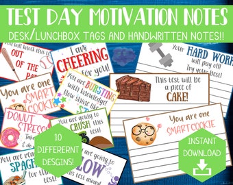 Testing Notes to Students BUNDLE | Motivation Notes | Lunchbox Treat Notes  | Note of Encouragement | Testing Motivation | Digital Download