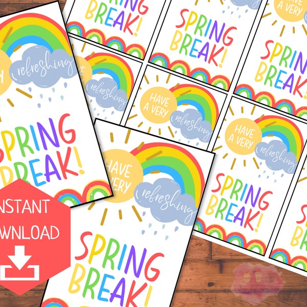 Have a Refreshing Spring Break Tag | Spring Gift Tags | Spring Break Tags |  Student Gift Ideas | Printable Tag | Treat Notes | Treat Tag