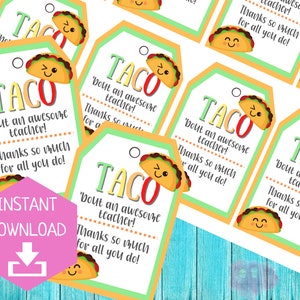 Taco Bout Awesome Teacher Tags | Teacher Appreciation Week |  Staff Appreciation | Teacher Gift Ideas | Printable Tag | Treat Notes