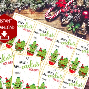 Cadeau des Fêtes a un fan-CACTUS |  Jolie étiquette de cactus de Noël | Étiquette gourmande