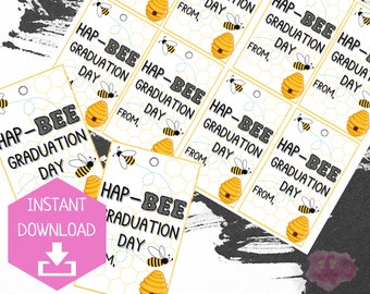 Hap-BEE Graduation Day Geschenkanhänger | Graduation Leckerei Tags | Geschenk für Studenten |  Geschenk zum Jahresausklang | Geschenkideen für Studenten | Druckbare Tag