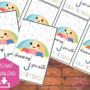 Cadeaukaartje voor dankbaarheid | Regenboogparaplu lente knutsellabel | Label zaadbom/zaadpakket | Bedankt!