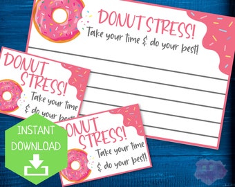 Donut Stress Do Your Best | Testing Motivation Notes to Students | Note of Encouragement | End of Year Finals Treat Lunchbox Notes | Digital