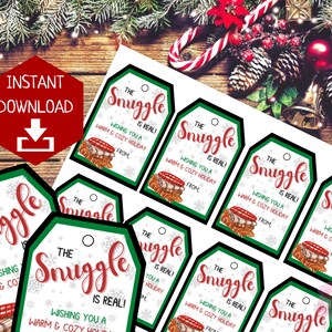 Étiquette-cadeau Snuggle Is Real | Étiquette des Fêtes chaleureuse et confortable | Médaille des Fêtes | Étiquette cadeau de Noël | Étiquette imprimable