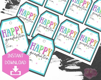 Happy Graduation Tags | Abschluss-Leckerchen Tags | Geschenk für Studenten |  Geschenk zum Jahresende | Geschenkideen für Studenten | Druckbare Tag