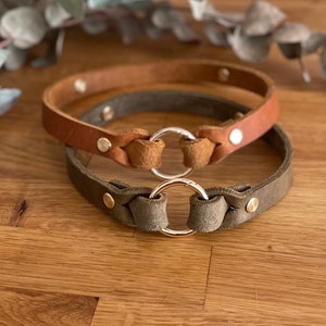 Cover-up for tick collar 15 mm wide greased leather brand collar, with braiding hide tick band image 1