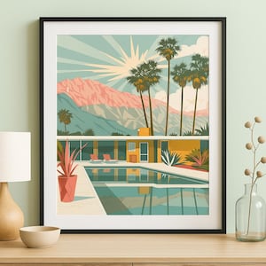 Palm Springs Mid-Century Modern Art Print: Retro Desert Landscape (Digital Download)