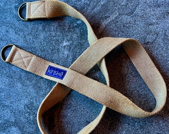 Hemp Yoga Strap & Mat Carrier | Handmade and Hand-Dyed Organic Yoga Accessory | Natural Fawn | Organic and Eco-friendly Yoga Products