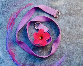 Hemp Yoga Strap & Mat Carrier | Handmade and Hand-Dyed Organic Yoga Accessory | Hibiscus Purple | Sustainable and Eco-friendly Yoga Products