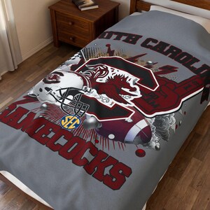 South Carolina Football 60x80 Gamecocks sammetsfilt - Mysig sportfilt, matchdagsdekor, supporterpresent, mjukt plyschöverdrag