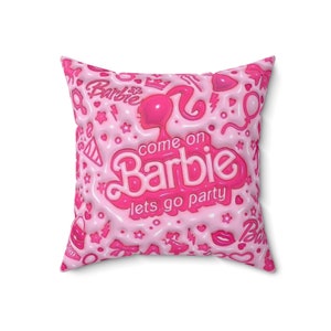 Pink Fashion Doll Square Pillow