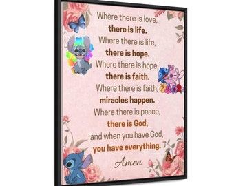 Prayer with Stitch Home Wall Decor Floating Frame 20x30