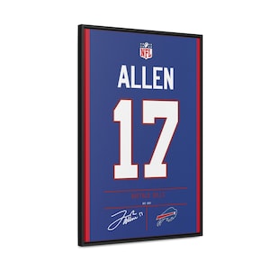 Buffalo Bills Josh Allen NFL Wall Decor Jersey Home Decor Art Floating Frame 20x30