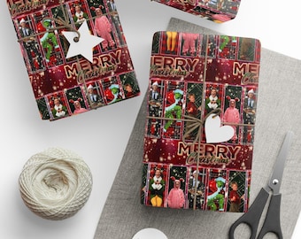 Classic Festive Feature Wrapping Paper, Holiday Gift Wrap, Christmas Wrapping Sheets, Eco-Friendly Presents, Party Supplies