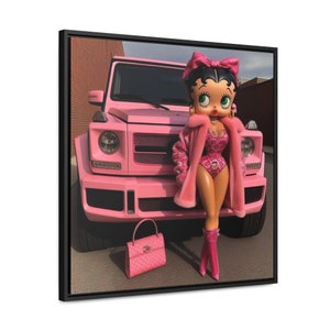 Betty Boop In All Pink Floating Frame Canvas - Home Decor - Wall Art