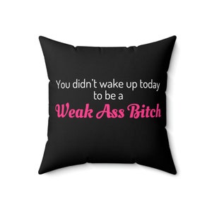 Black & Pink Motivational Square Pillow