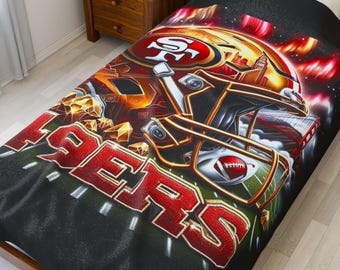 San Francisco Football Velveteen Plush Blanket - 60x80 , Cozy Sports Throw, Game Day Decor, Fan Gift, Soft Plush Cover