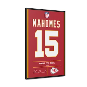 Kansas City Chiefs Patrick Mahomes NFL Wall Decor Jersey Home Decor Art Floating Frame 20x30